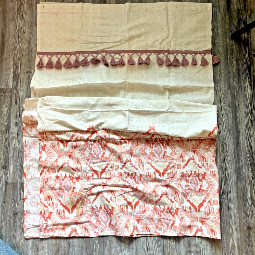 Target Ikat Cream Tassel Boho Fabric Shower Curtain – Coral & Beige – 72×72 – Ne